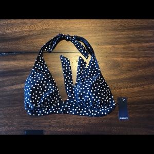 Old Navy Halter Bikini Top. B/W. Polka Dot large